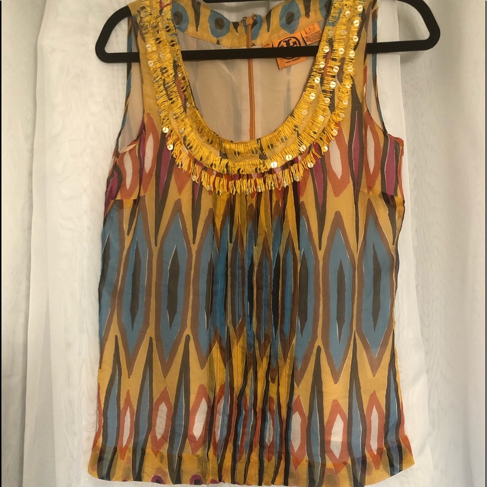 Tory Burch abstract print silk tank